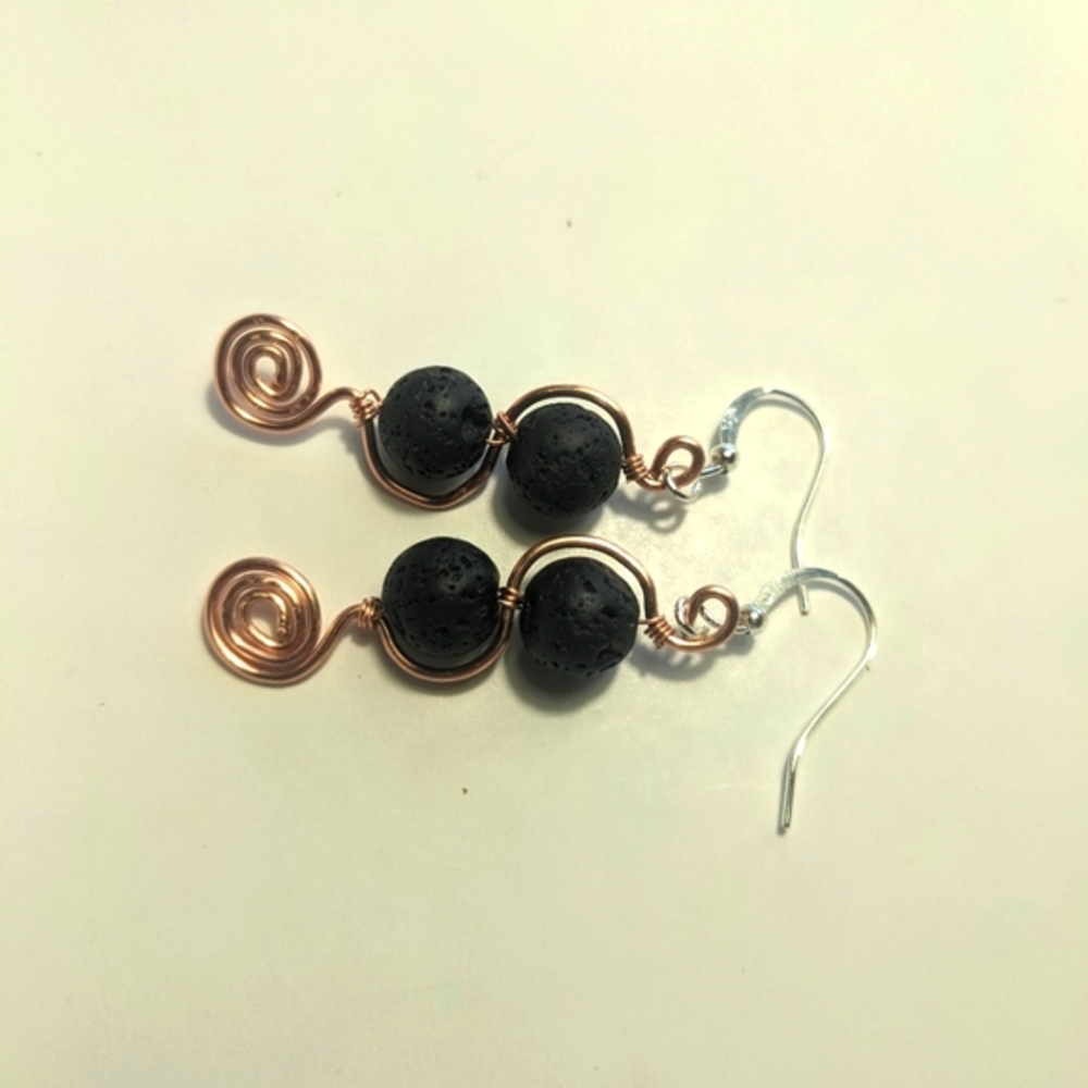 Lava rock earrings handmade